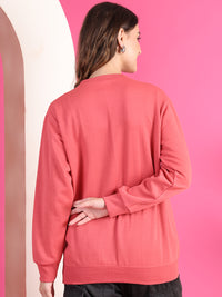 VimaL Jonney Regular Fit Pink Solid Sweatshirt For Women