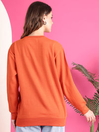 VimaL Jonney Regular Fit Orange Solid Sweatshirt For Women