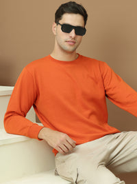 VimaL Jonney Regular Fit Orange Solid Sweatshirt For Men