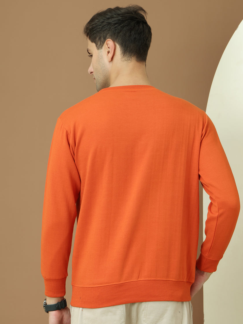 VimaL Jonney Regular Fit Orange Solid Sweatshirt For Men