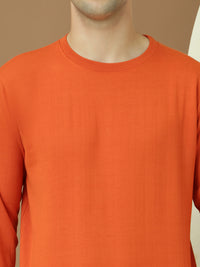 VimaL Jonney Regular Fit Orange Solid Sweatshirt For Men