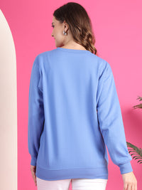 VimaL Jonney Regular Fit Blue Solid Sweatshirt For Women