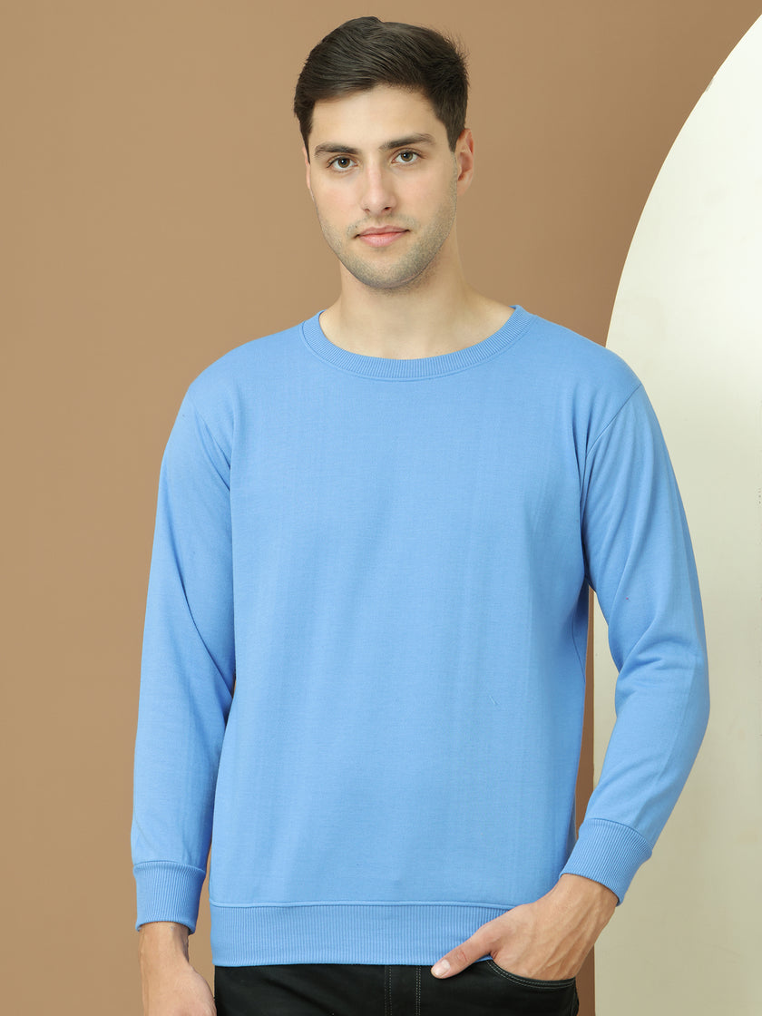 VimaL Jonney Regular Fit Blue Solid Sweatshirt For Men