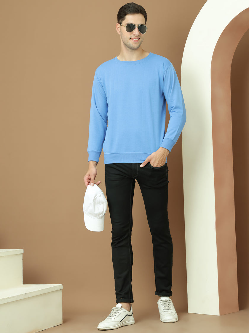 VimaL Jonney Regular Fit Blue Solid Sweatshirt For Men