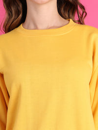 VimaL Jonney Regular Fit Yellow Solid Sweatshirt For Women