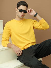 VimaL Jonney Regular Fit Yellow Solid Sweatshirt For Men