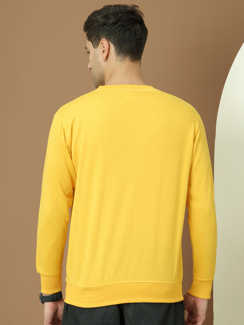 VimaL Jonney Regular Fit Yellow Solid Sweatshirt For Men