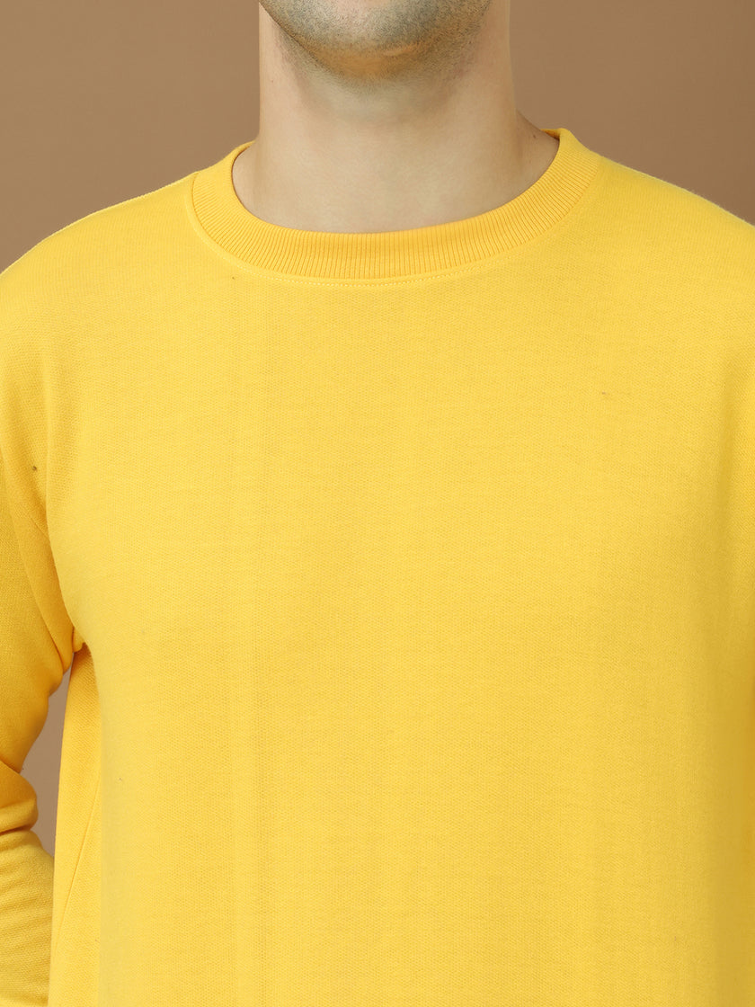 VimaL Jonney Regular Fit Yellow Solid Sweatshirt For Men