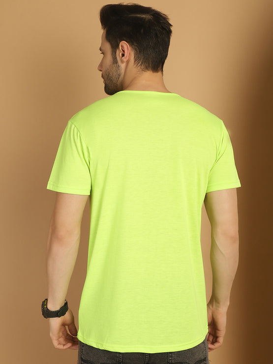 Vimal Jonney Round Neck Cotton Solid Green T-Shirt for Men