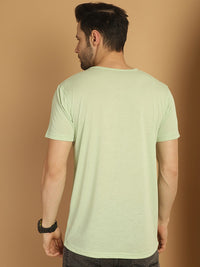 Vimal Jonney Round Neck Cotton Solid Light Green T-Shirt for Men