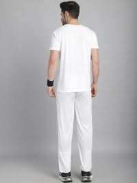 Vimal Jonney White Cotton Printed Co-ord Set Tracksuit For Men(Zip On 1 Side Pocket)