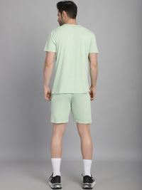 Vimal Jonney Printed  Light Green Round Neck Cotton  Half sleeves Co-ord set Tracksuit For Men