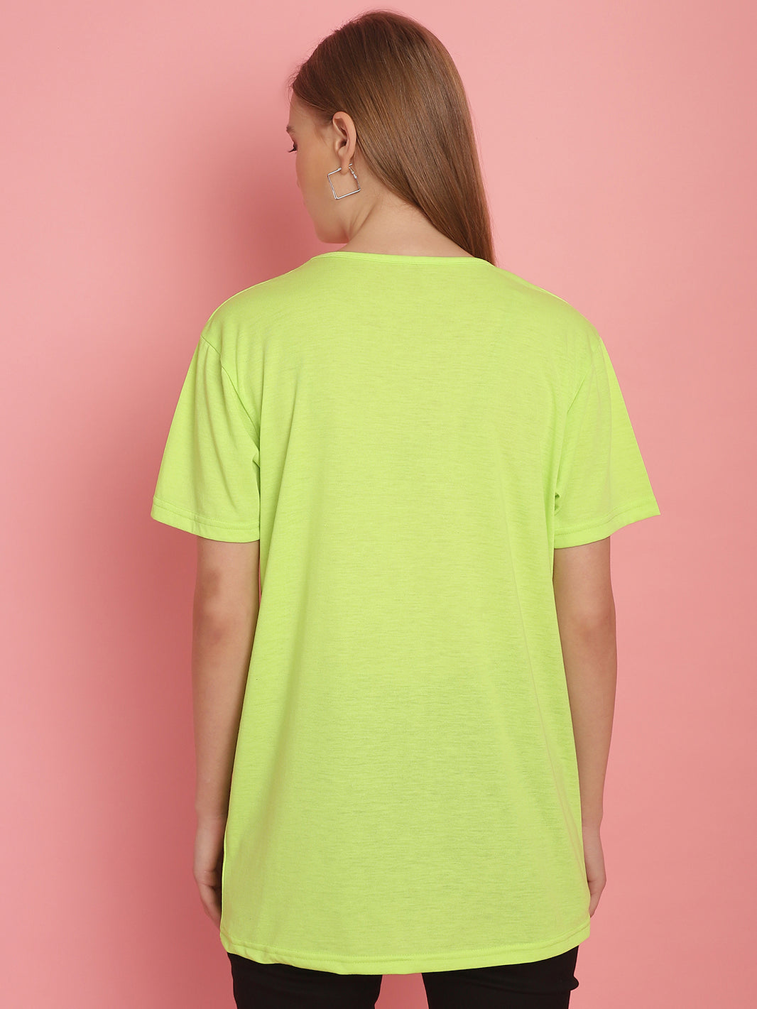 Vimal Jonney Round Neck Cotton Solid Green T-Shirt for Women