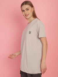 Vimal Jonney Round Neck Cotton Solid Light Grey T-Shirt for Women