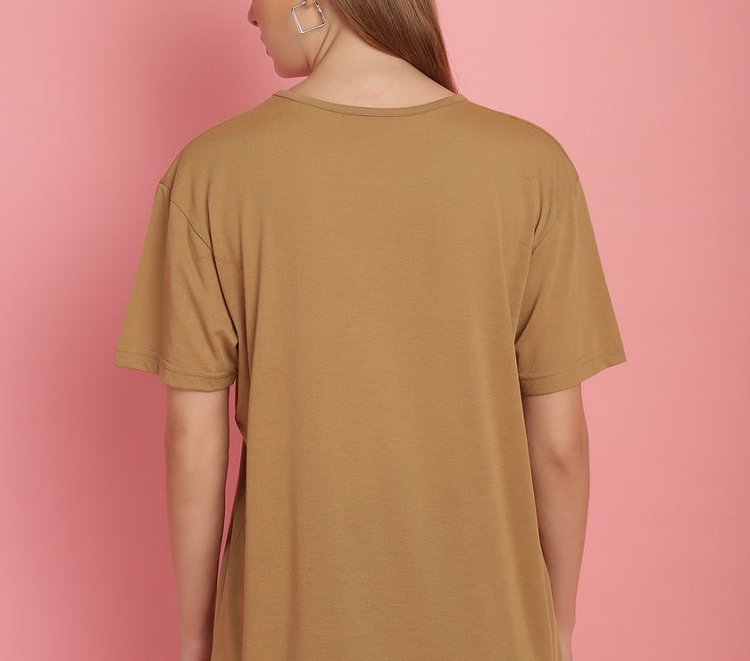 Vimal Jonney Round Neck Cotton Printed Mud T-Shirt for Women