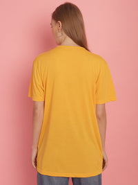 Vimal Jonney Printed Yellow Round Neck Cotton Half sleeves Tshirt For Women