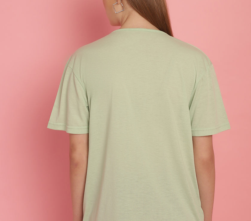 Vimal Jonney Printed Green Round Neck Cotton Half sleeves Tshirt For Women