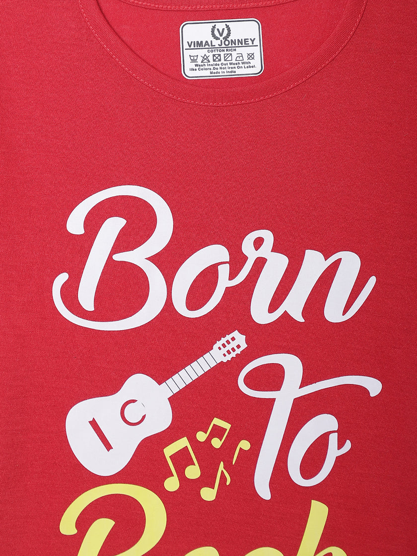 Vimal Jonney Printed  Red  Regular Fit Cotton blended T-shirts For Kids