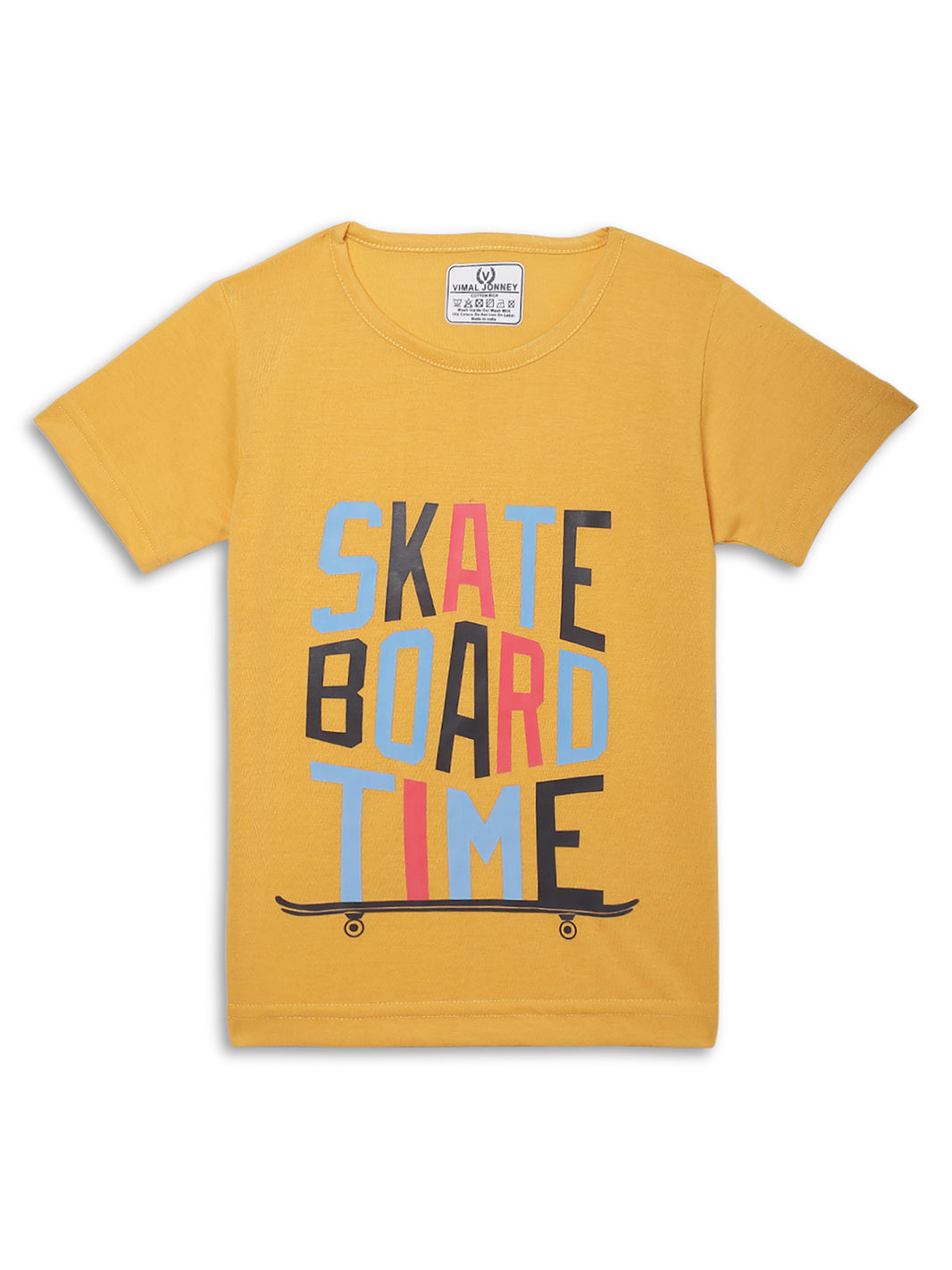 Vimal Jonney Printed  Yellow  Regular Fit Cotton blended T-shirts For Kids