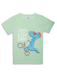 Vimal Jonney Printed  Green  Regular Fit Cotton blended T-shirts For Kids