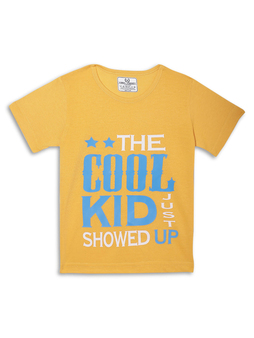 Vimal Jonney Printed  Yellow  Regular Fit Cotton blended T-shirts For Kids