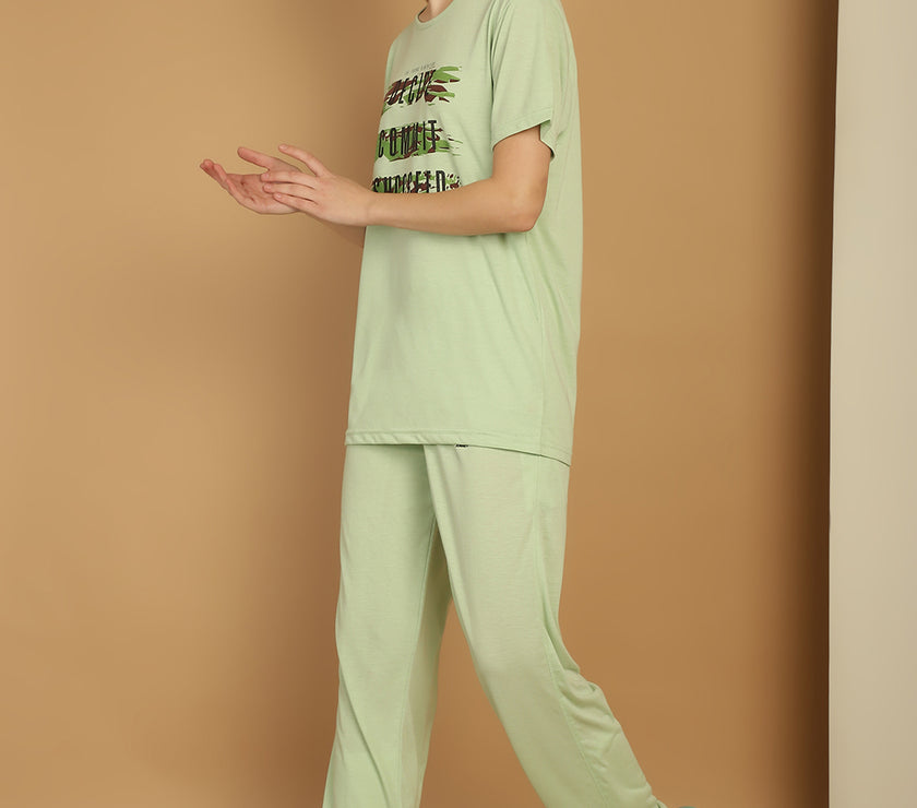 Vimal Jonney Light Green Cotton Printed Co-ord Set Tracksuit For Women