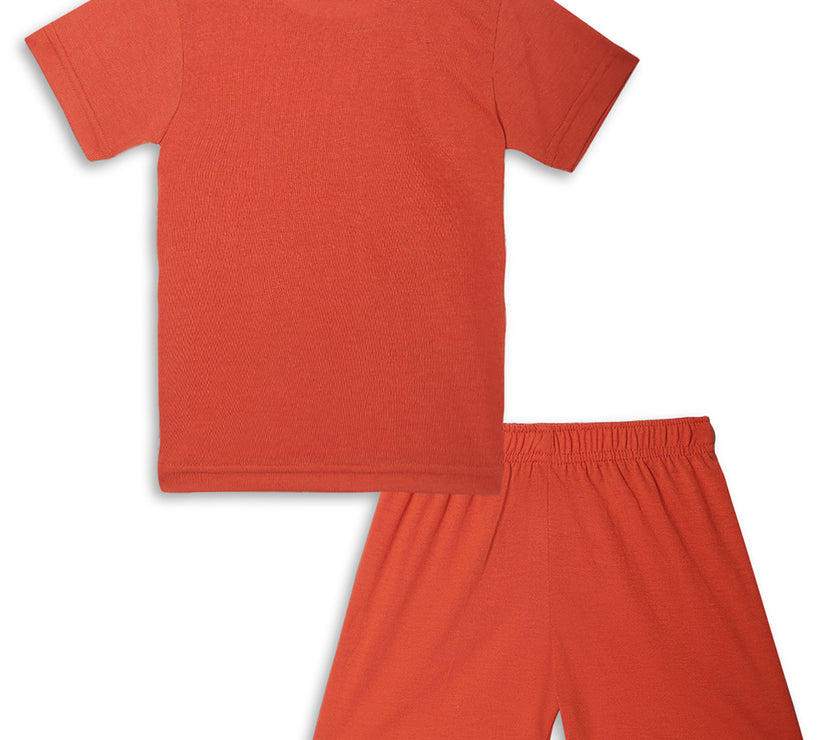 Vimal Jonney Printed Rust Regular Fit Cotton blended Tshirt And Bottom Set For Kids