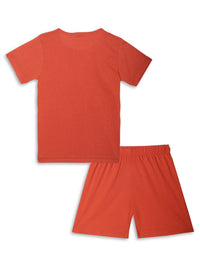 Vimal Jonney Printed Rust Regular Fit Cotton blended Tshirt And Bottom Set For Kids