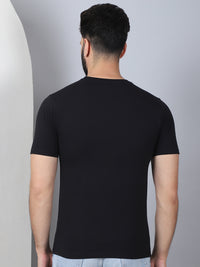 Vimal Jonney X Solid Black Round Neck Cotton Half sleeves Tshirt For Men