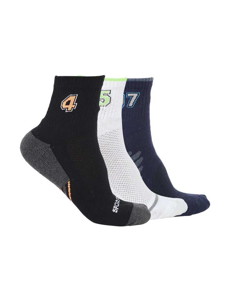 Vimal Jonney Men's Cotton Solid Ankle Socks, Free Size, Pack of 3 (Multicoloured)