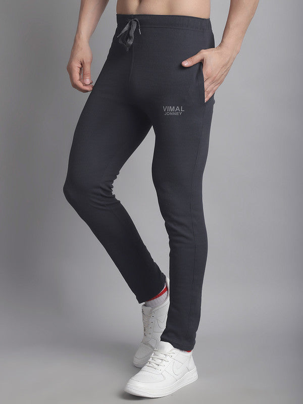 Vimal Jonney Solid Grey Regular Fit Polyster Lycra Trackpant For Men