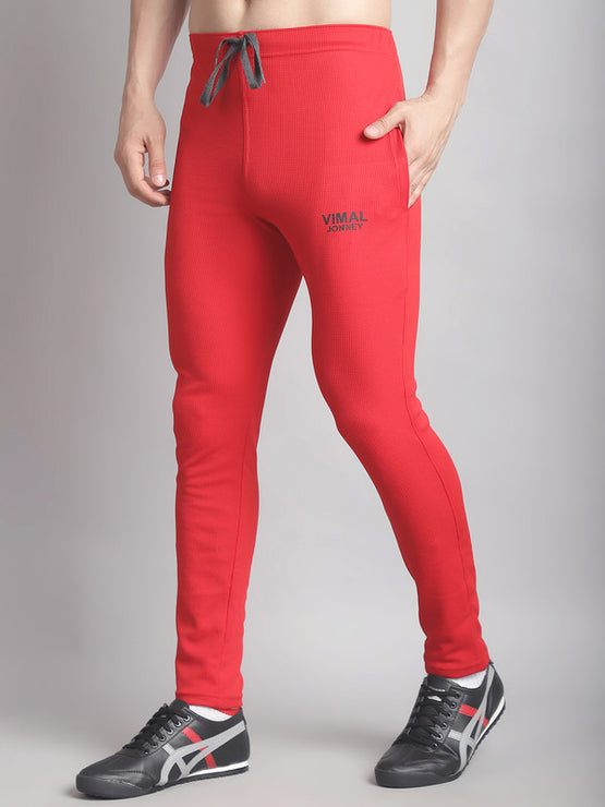 Vimal Jonney Solid Red Regular Fit Polyster Lycra Trackpant For Men