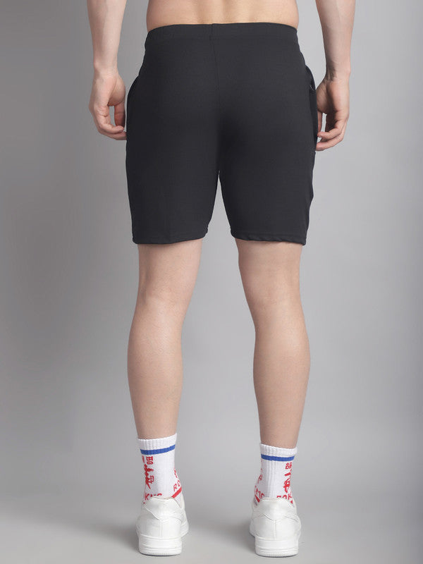 Vimal Jonney Solid Black Regular Fit Polyster Lycra Shorts For Men