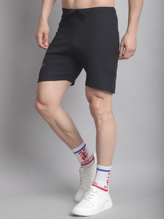 Vimal Jonney Solid Black Regular Fit Polyster Lycra Shorts For Men