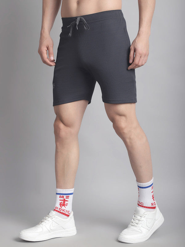 Vimal Jonney Solid Grey Regular Fit Polyster Lycra Shorts For Men