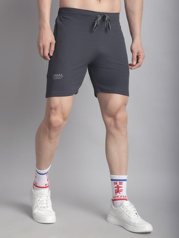 Vimal Jonney Solid Grey Regular Fit Polyster Lycra Shorts For Men