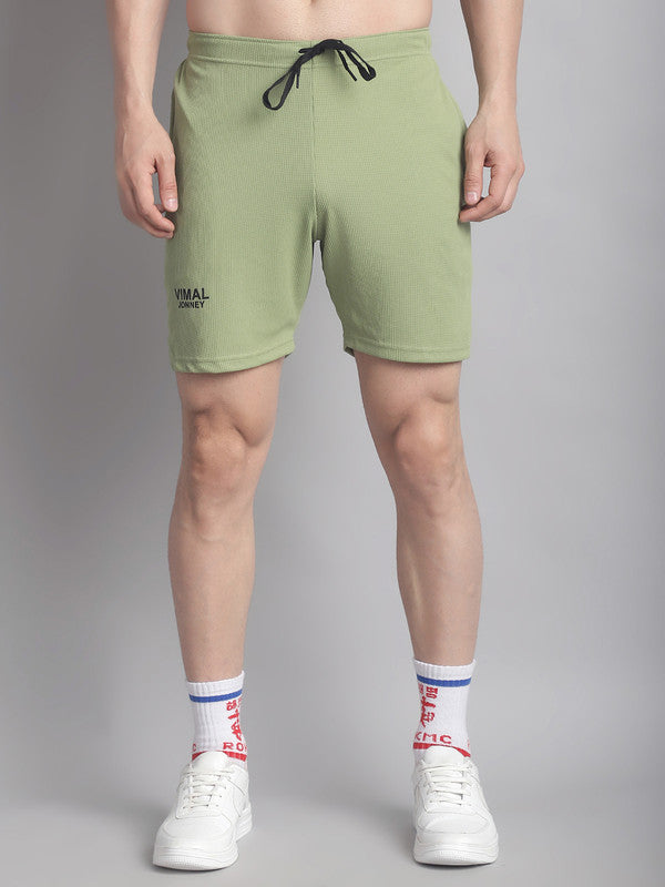 Vimal Jonney Solid Light Green Regular Fit Polyster Lycra Shorts For Men