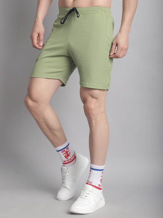 Vimal Jonney Solid Light Green Regular Fit Polyster Lycra Shorts For Men