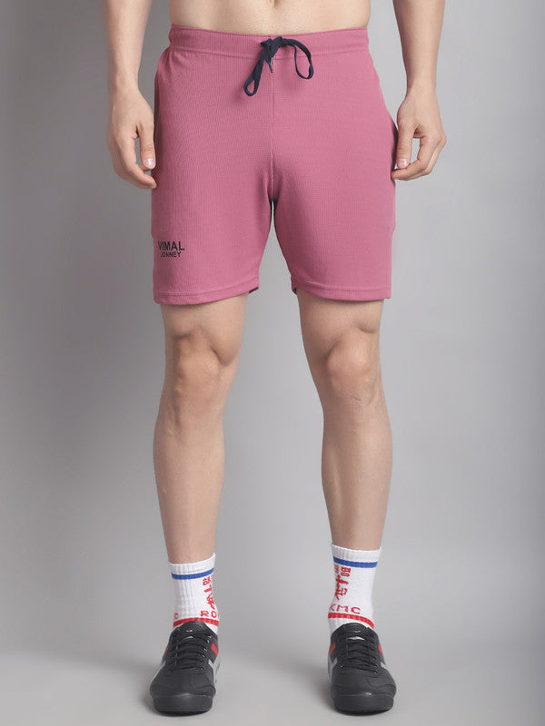 Vimal Jonney Solid Pink Regular Fit Polyster Lycra Shorts For Men