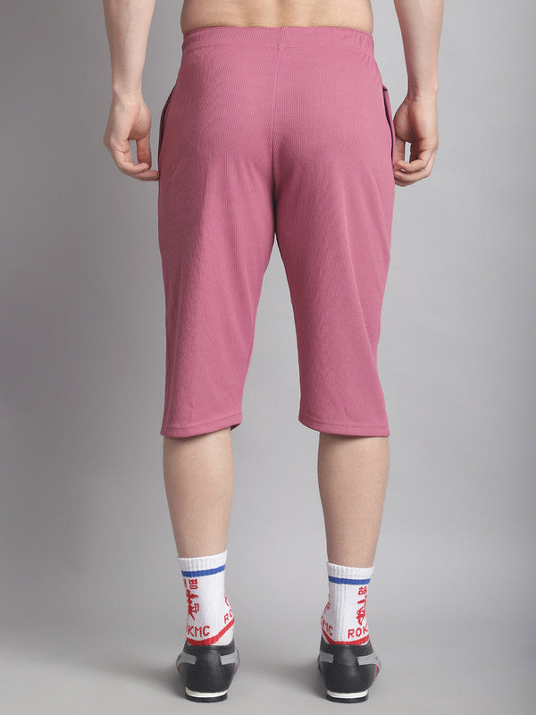 Vimal Jonney Solid Pink Regular Fit Polyster Lycra Capri For Men