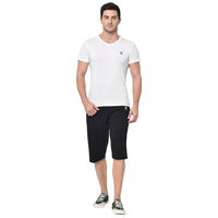 Vimal Jonney Cotton Blended Regular Fit Black 3/4th Capri For Men