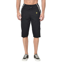 Vimal Jonney Cotton Blended Regular Fit Black 3/4th Capri For Men