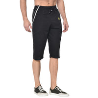 Vimal Jonney Cotton Blended Regular Fit Black 3/4th Capri For Men