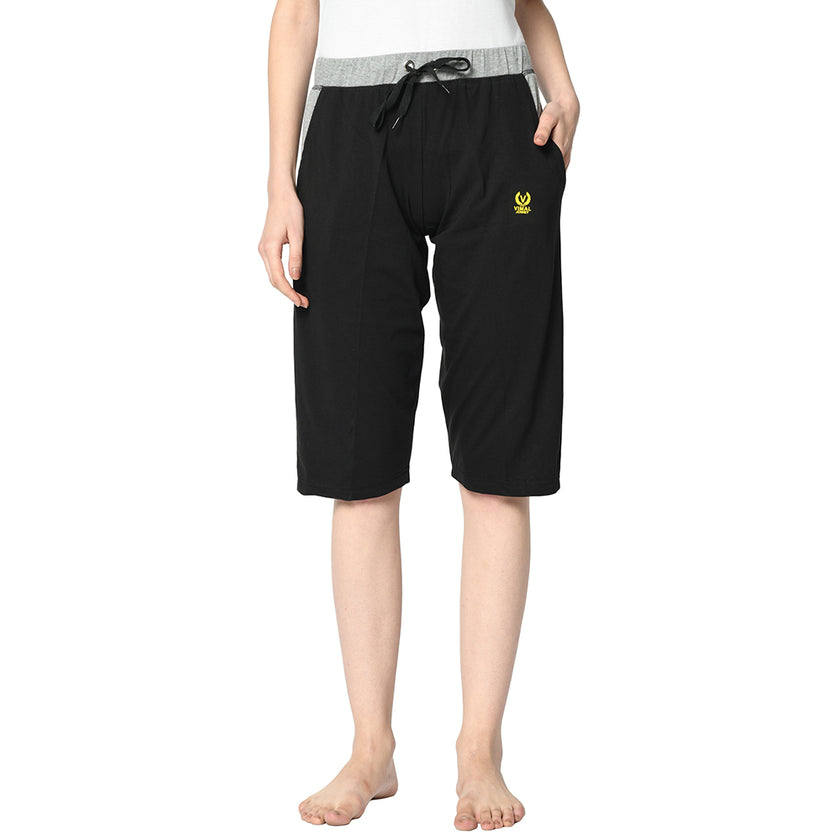 Vimal Jonney Black 3/4th Capri For Women's