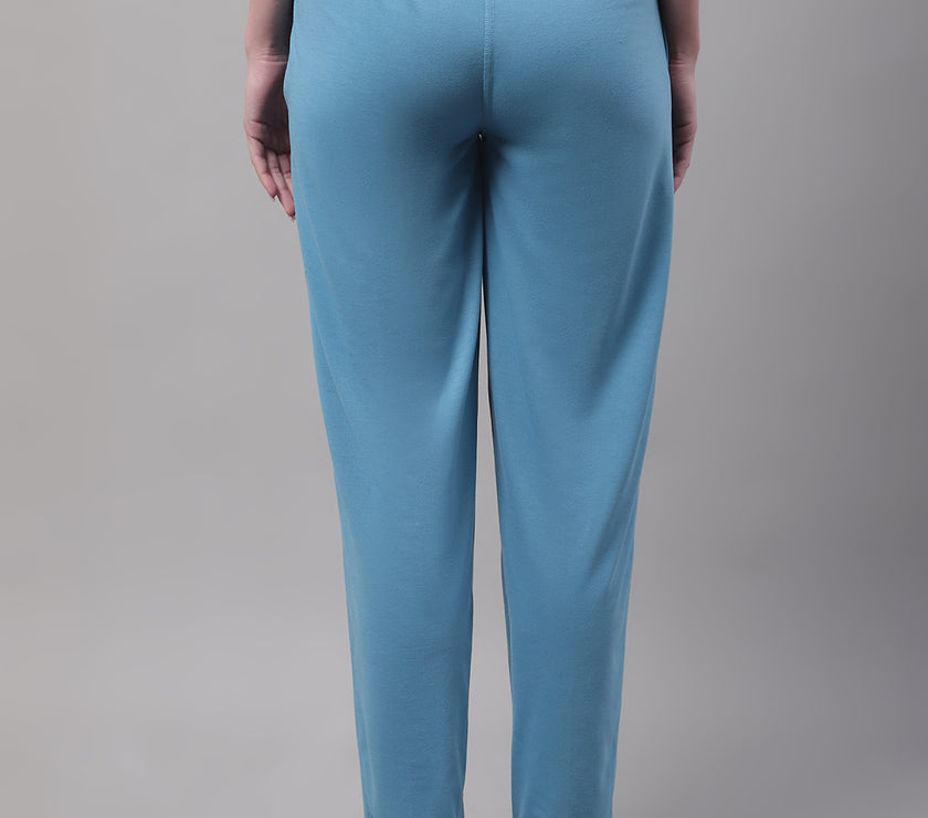 Vimal Jonney Blue Regular fit Cotton Trackpant for Women(Zip of 1 Side Pocket)