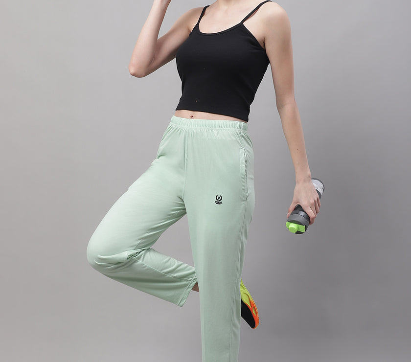 Vimal Jonney Light Green Regular fit Cotton Trackpant for Women(Zip On 1 Side Pocket)