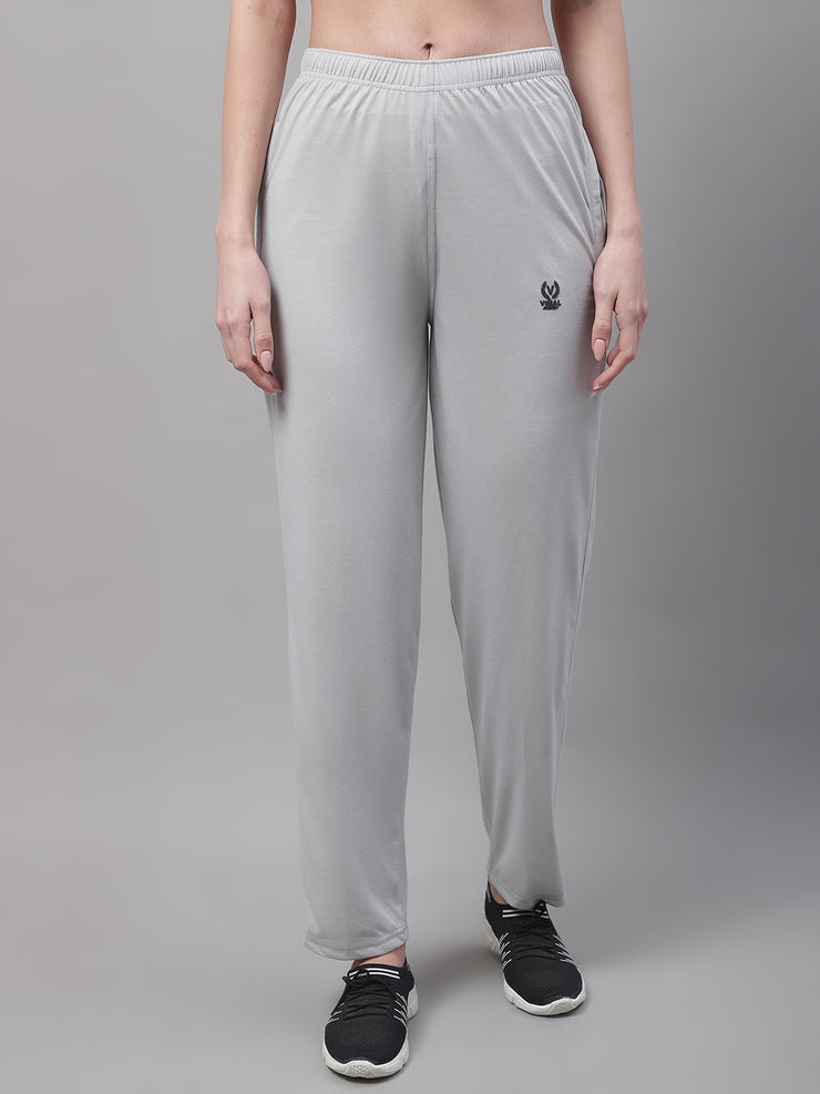 Vimal Jonney Light Grey Regular fit Cotton Trackpant for Women(Zip On 1 Side Pocket)