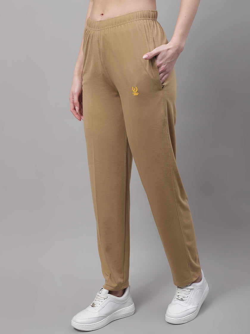 Vimal Jonney Mud Regular fit Cotton Trackpant for Women(Zip On 1 Side Pocket)