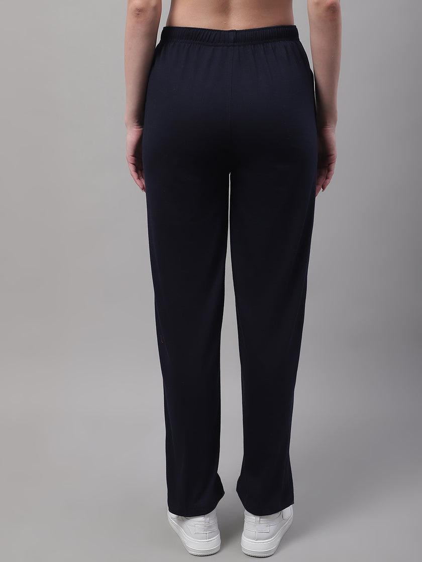Vimal Jonney Navy Blue Regular fit Cotton Trackpant for Women(Zip On 1 Side Pocket)