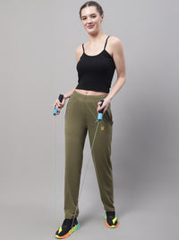 Vimal Jonney Olive Regular fit Cotton Trackpant for Women(Zip On 1 Side Pocket)